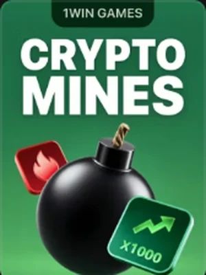 Crypto Mines by 1win Games, grid game with up/down cells in the 1win lobby