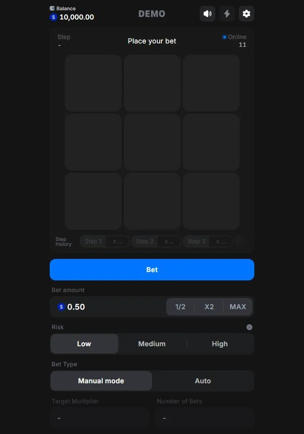 Crypto Merge game window with a 3x3 board