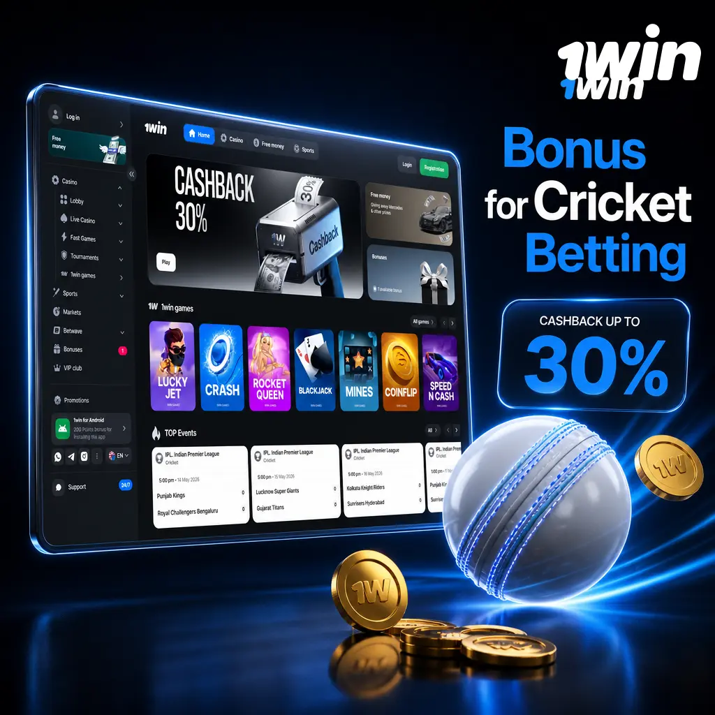 1win cricket betting bonus: up to 500% welcome match on first 4 deposits plus 500 free spins, 600% with crypto.