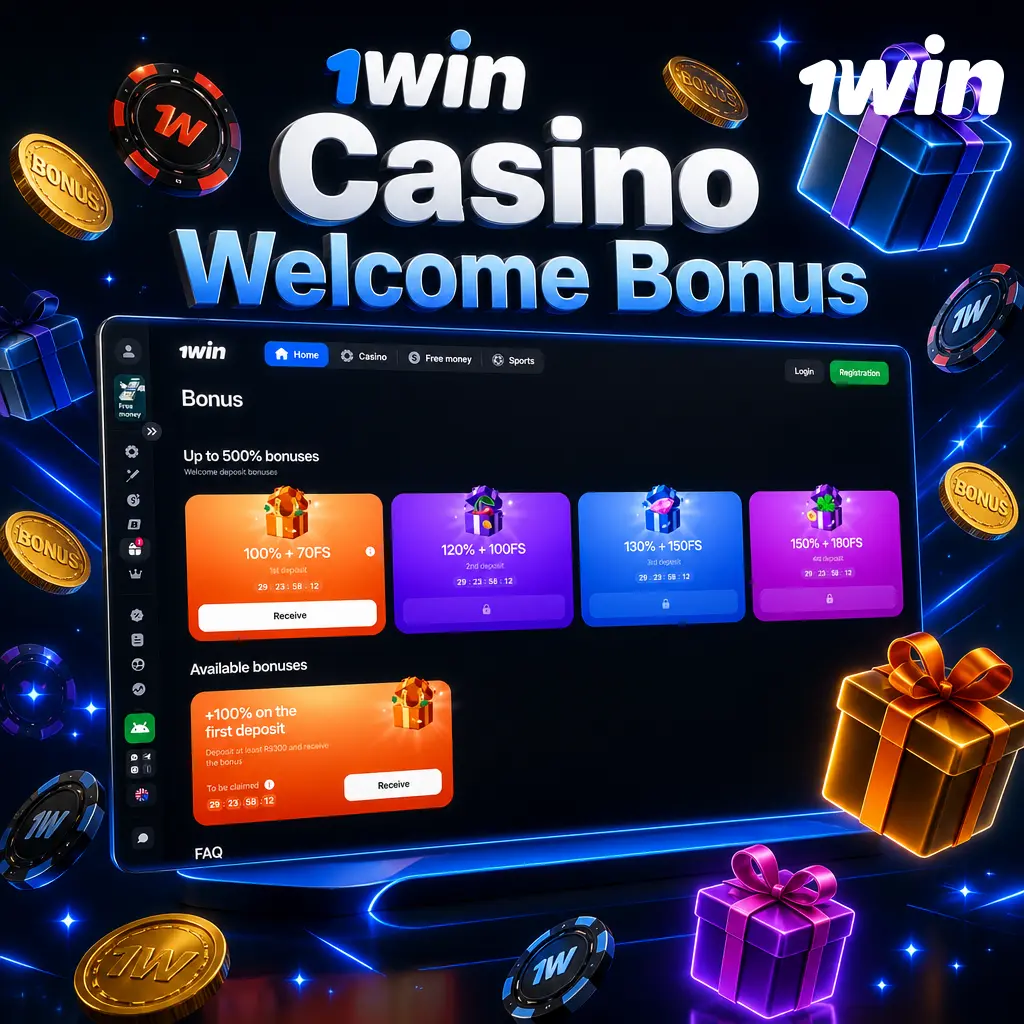 1win Casino welcome bonus: up to 500% match plus 500 free spins over four deposits, or 600% for crypto deposits
