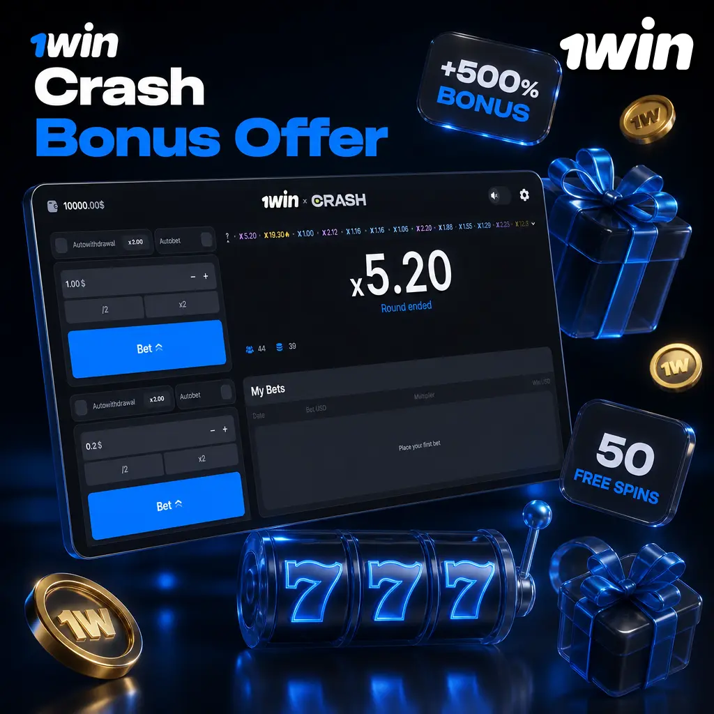 1win Crash bonus offer: up to 600% welcome package plus 500 free spins on your first crypto deposit