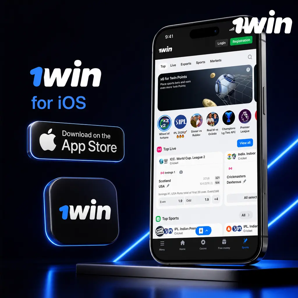1win iOS web app icon added to home screen via Safari share menu for betting access
