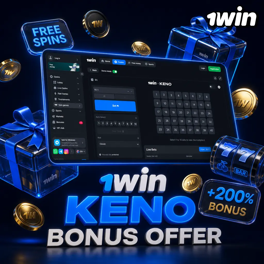 1win Keno bonus: up to 500% match plus 500 free spins on first four deposits, or 600% for crypto deposits