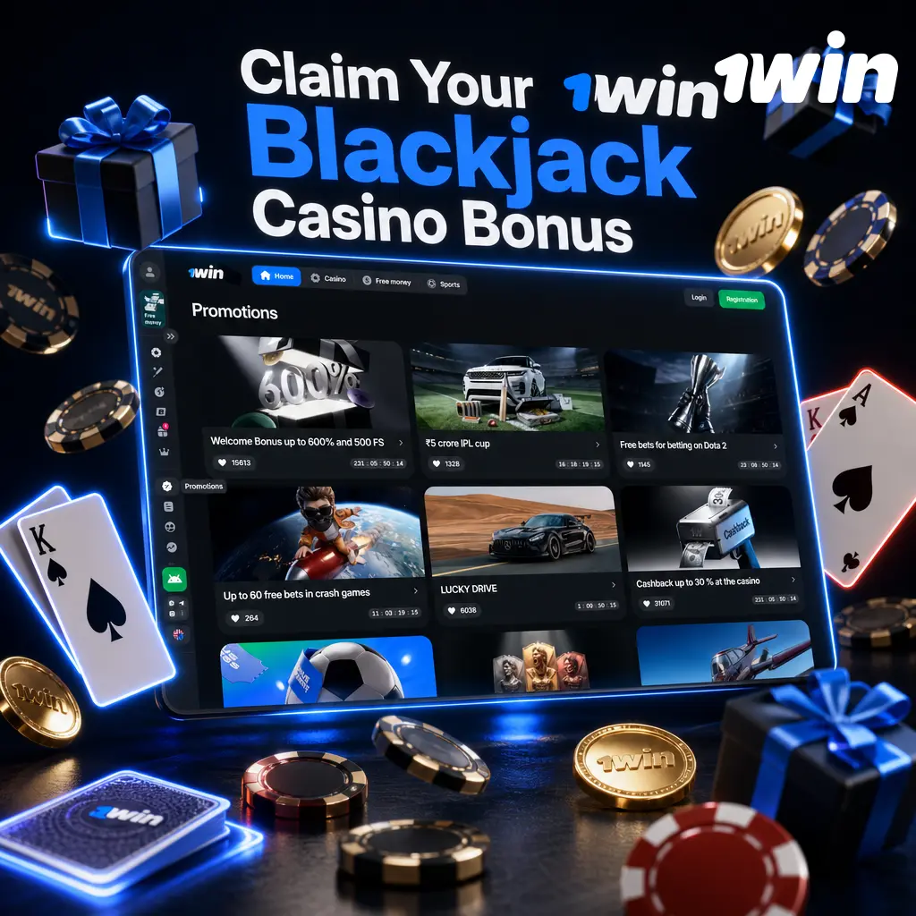 1win Blackjack casino bonus offer: up to 600% deposit match plus 500 free spins for crypto deposits like USDT and Bitcoin.