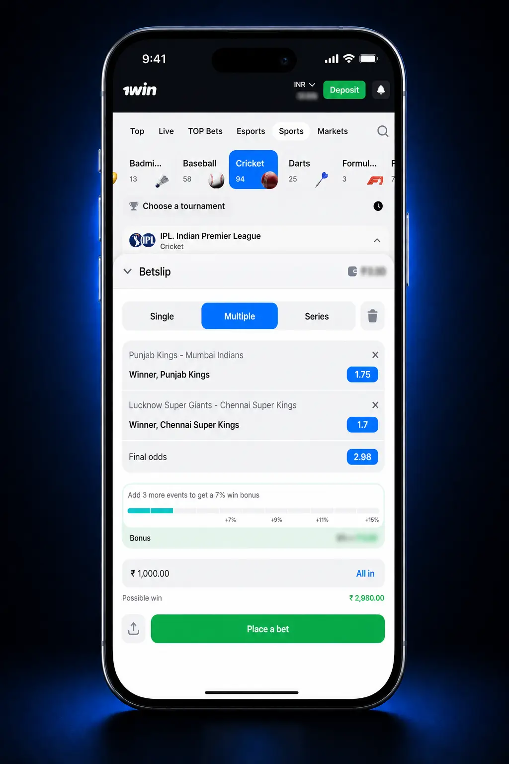 Step-by-step guide to registering, depositing, and placing an esports bet on 1win